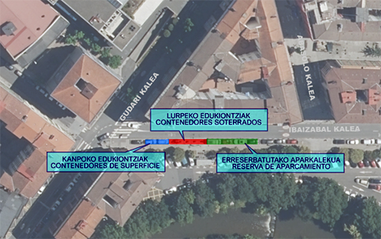 Trabajos de sustitución de los contenedores soterrados en Ibaizabal 1